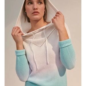 Anthropologie Ombre Galicia Pullover Knit Hooded Cotton Sweater size XS